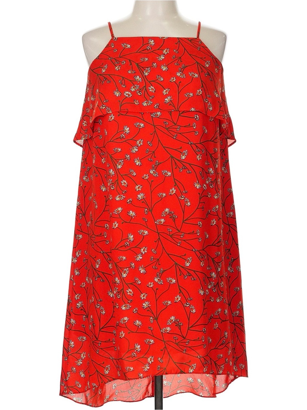 Tabitha Webb Red Floral Cold-Shoulder Midi Dress | Size 8
